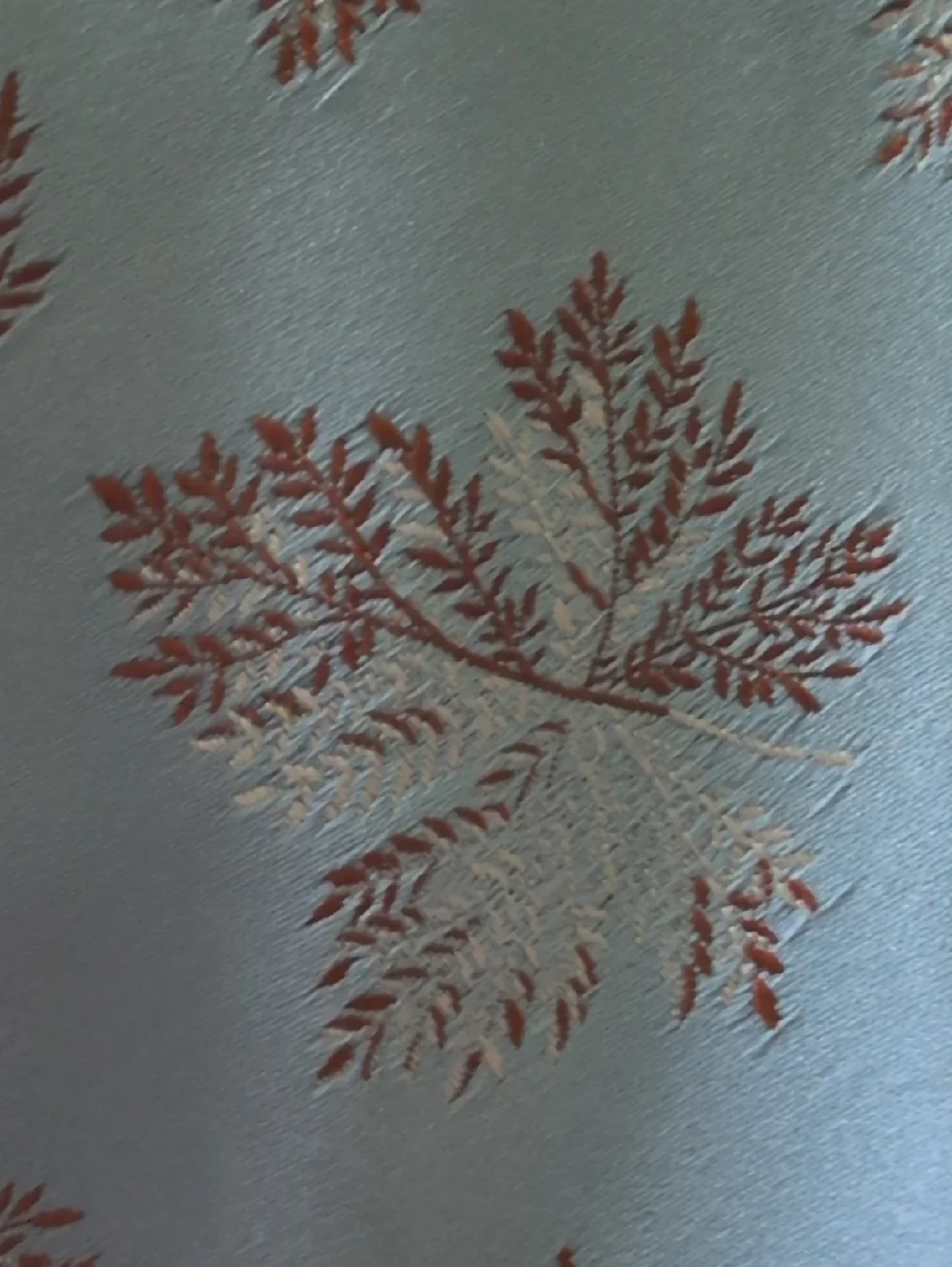 70s Vintage Blue Brown Embroidered Leaf Design Men's Tie